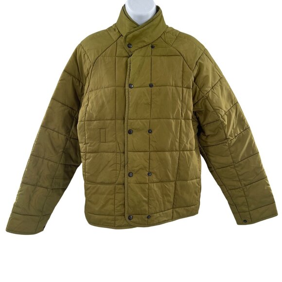 Vintage J. Crew Liner Quilted Puffer Coat Jacket Double Button Army Green - Picture 1 of 5
